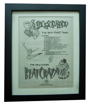 JOE JACKSON+Beat Crazy+TOUR+POSTER+AD+RARE ORIGINAL 1980+FRAMED+FAST WORLD SHIP