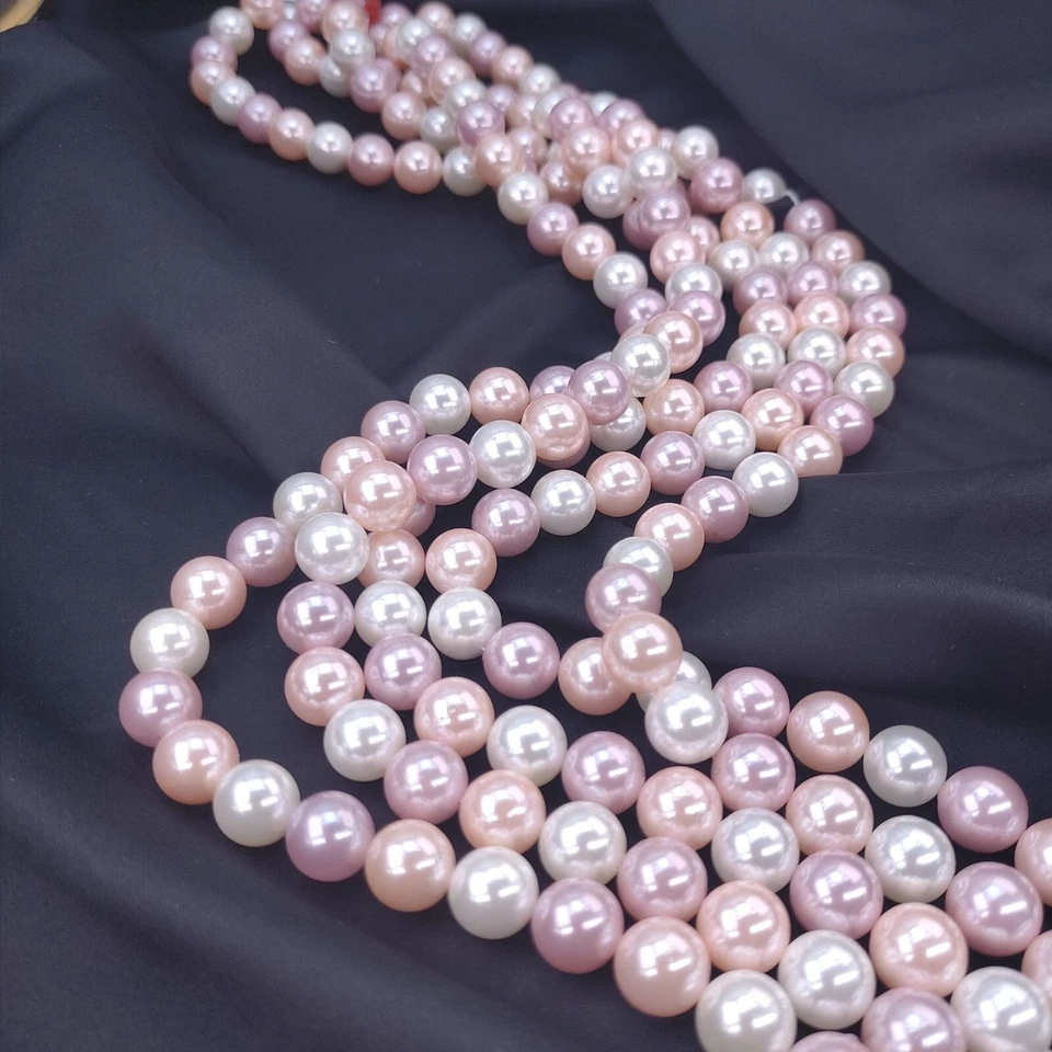 Rosa Perlen zum DIY Schmuck Basteln  MIX Farbe 10mm  Muschelkernperlen barock - Bild 4 von 4