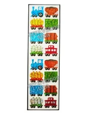HAMBLY STUDIOS PRISMATIC STICKERS TRAIN WAGON WORK VEHICLES VINTAGE RARE.