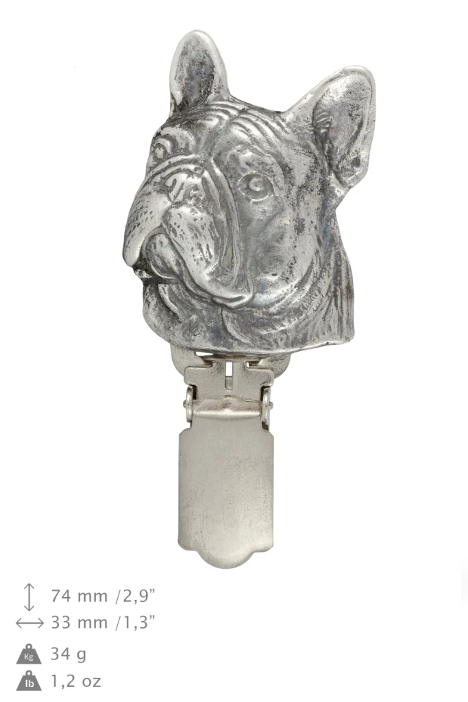 Französische Bulldogge clipring Anzahl Halter, Silber bedeckt, Art Dog, AT