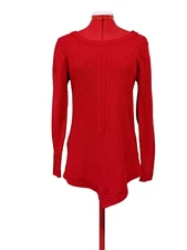 AB STUDIO Women Sweater SMALL(4-6) Knit Pullover Fall Winter Red Round Neck 