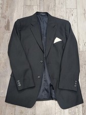 38R Men's Nautica Striped Blazer Black Polyester Blend 2 Button Sport Coat