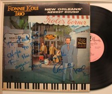 Ronnie Kole Trio Autographed Lp New Orleans' Newest Sound On Paula - Vg+ To Vg++