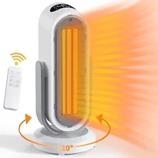 LED Display Oscillating PTC Ceramic Space Heater & Cooler Fan, 3 Levels & ECO
