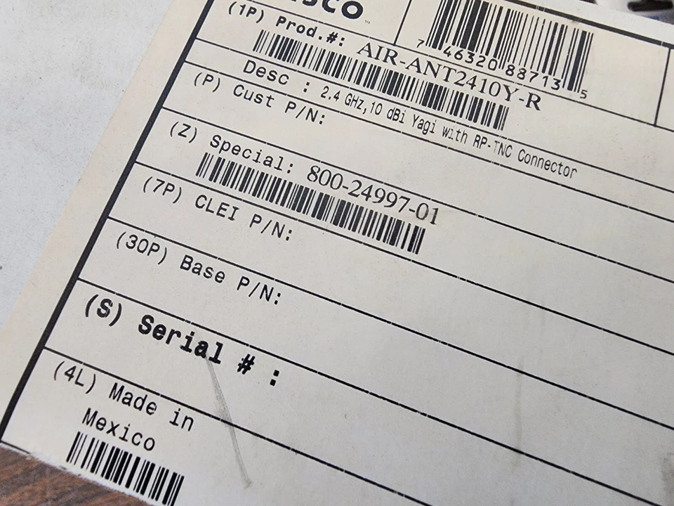 Cisco 2.4 GHz 10dBi Yagi with RP-TNC Connector (AIR-ANT2410Y-R) - Image 3 of 3