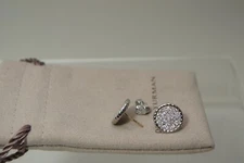 David Yurman Diamond Pave 925 Silver Stud ELEMENTS 858 Gold Post Ladies Earrings