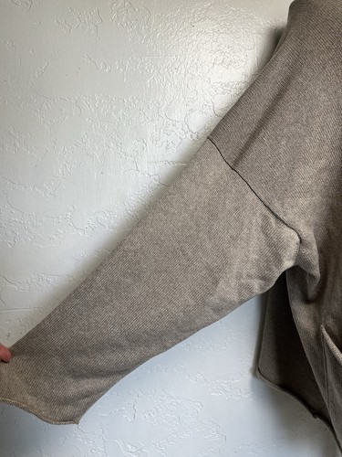 Eskandar OS Oversized Cardigan Sweater Cotton Silk Cashmere Pockets Beige 33" - Picture 5 of 10