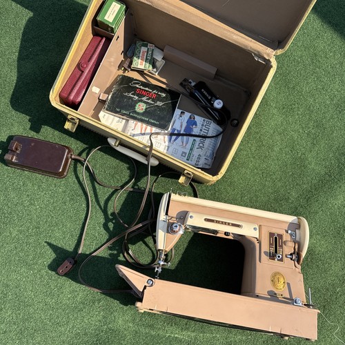 Vintage Singer 301A Sewing Machine W/ Pedal, Case, Attachments, And More WOW!
