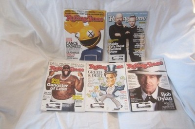 Preowned Lot of Five ROLLING STONE Magazines from 2012, Bob Dylan, Breaking Bad