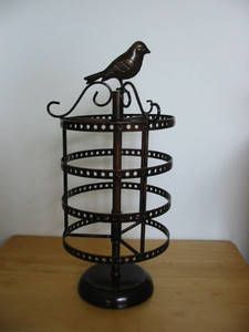 Rotating Metal Earring Holder Stand  Display Tree with Bird Top