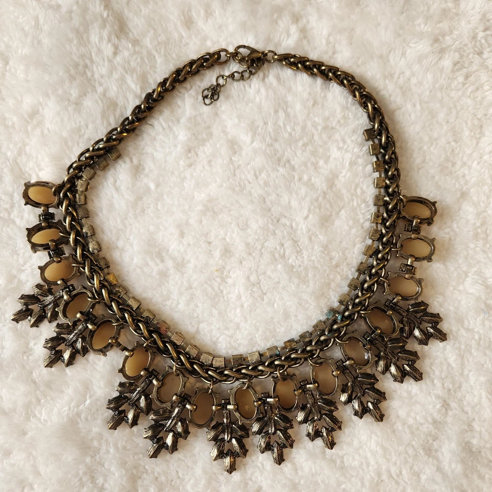 Collar Vintage Aldo Bronceado Declaración AB Estrás Lágrima Cadena Ajustable Foto 4 de 4