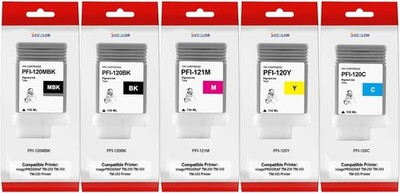 PFI-121 Pigment Ink Tank Set Compatible Canon TM-250 TM-350 TM-355 130ML 5 Pack
