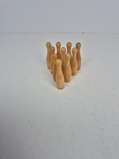 Lot of 10 Miniature Wooden Bowling Pins 2" Hickory Vintage