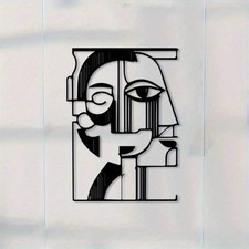 Abstract Face Metal Wall Art Sculpture Modern Picasso Style Home Decor 40 cm