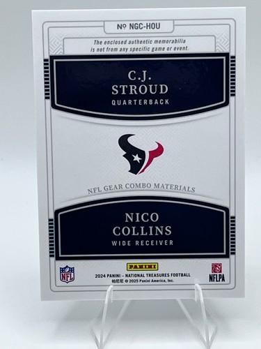 C.J. Equipo Stroud/Nico Collins 2024 Panini National Treasures NFL #NGC-HOU/99 - Imagen 2 de 2