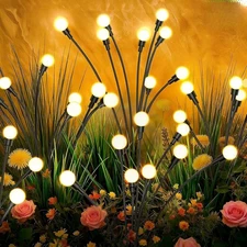 4 Pack 32 LED Swaying Firefly Lights, Waterproof Outdoor Solar Lights