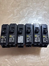 Lot Of 6-Square D Homeline  20 Amp 1 Pole Type HOM Circuit Breakers