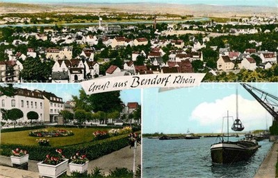 Bendorf Rhein Gesamtansicht Park Schiff im Hafen