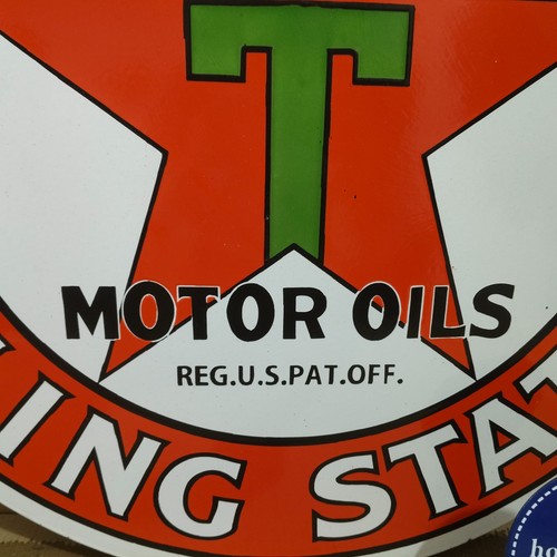 Texaco Gasoline Filling Station Porcelain Enamel Sign 30 x 30 Inches 1 Sided - Picture 3 of 6