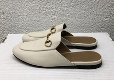 GUCCI Princetown Rare White Horse but Mules Loafer Horse Bit 38 EU 8 US L194