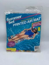 Vtg Inflatable Pool Air Mattress 72 x 27 Signet Air Mat Pattern Print Bold