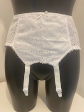 White Wide Suspender Belt Waist 24" cotton blend Lesley Woodgate Vintage 