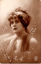 RPPC Pretty Girl Draped In Tulle Curley Hair Noyer, Paris Studio Posed  A 765