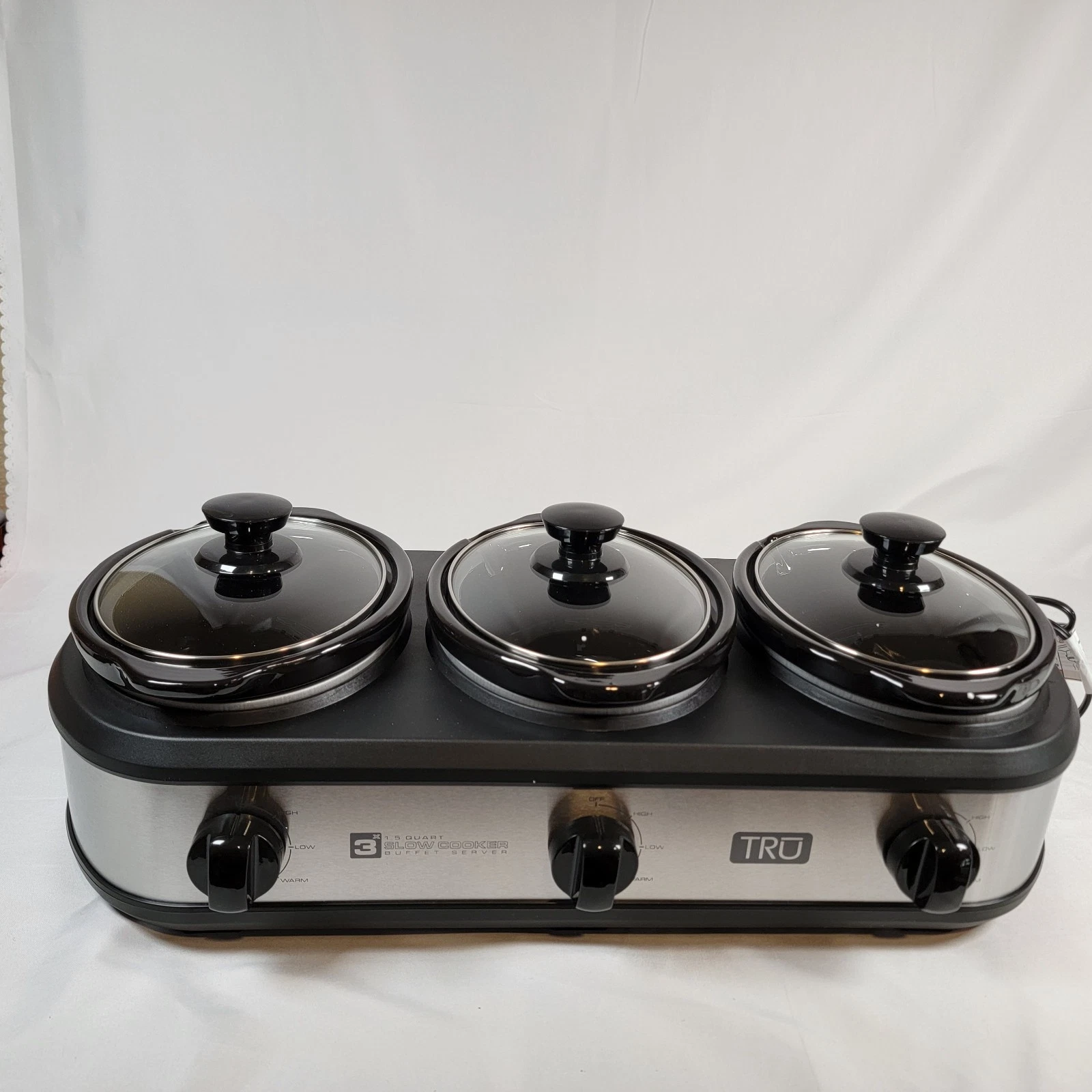 TRŪ Three Crock Buffet Slow Cooker 1 1/2 Quart Each NEW