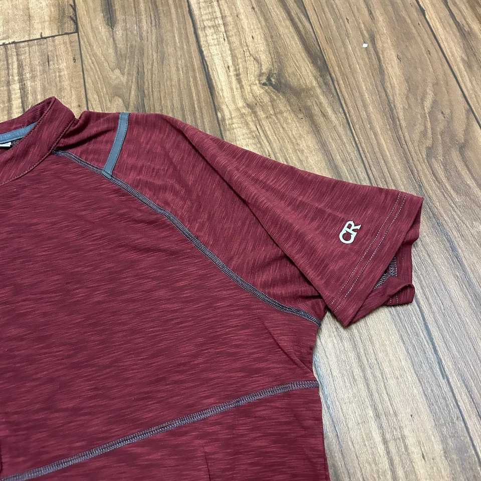 Club Ride Half Zip T Shirt Stretch Cycling Pockets Trail Dark Red Men’s Large - Image 2 of 4