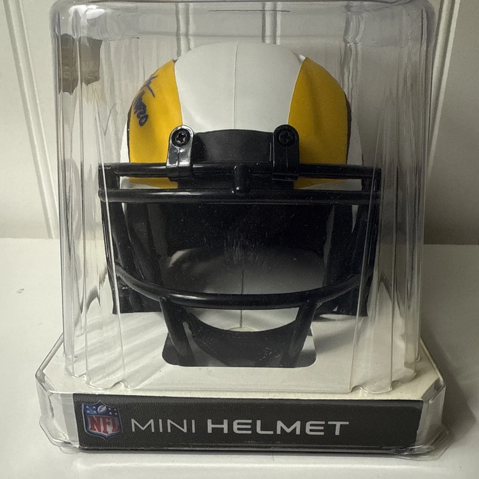 ISAAC BRUCE 亲笔签名迷你头盔洛杉矶/圣路易斯公羊名人堂 2020 贝克特 — 第 2/3 张图片