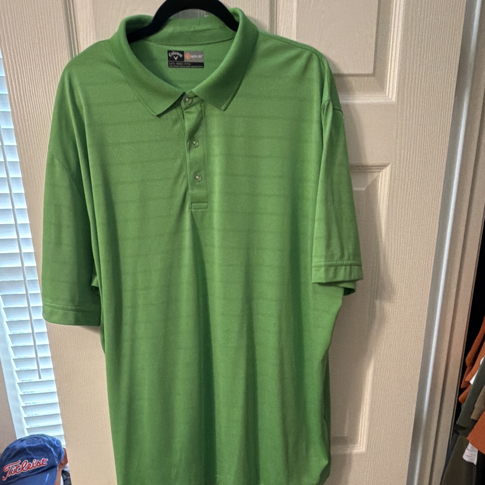 Callaway Opti-Dri Men's Golf Polo Green Solid Logo XXXL Short Sleeve Polyester