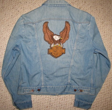 Vintage WRANGLER No Fault HARLEY DAVIDSON EAGLE Denim JEAN JACKET Made in USA 46