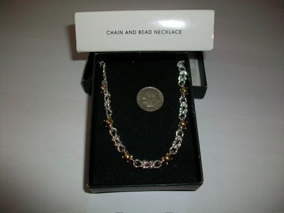 Avon Two-Tone Chain and Bead Necklace - 2010