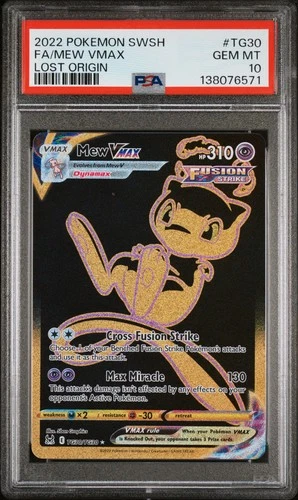 2022 POKEMON SWORD & SHIELD LOST ORIGIN #TG30 FULL ART/MEW VMAX PSA 10