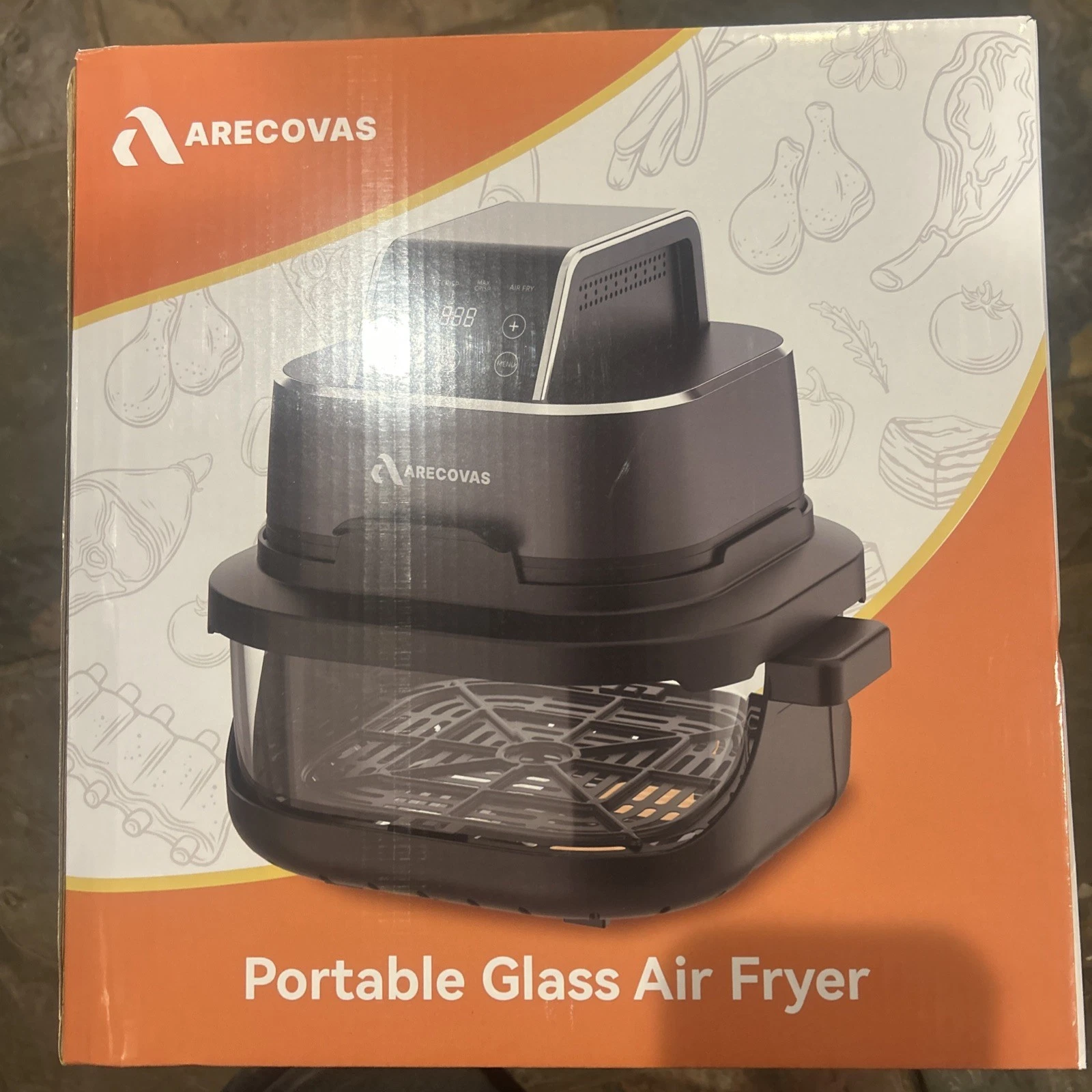 Arecovas Portable Glass Electric Air Fryer Black with Basket and Base
Opens in a new window or tab