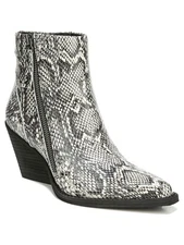 ZODIAC Womens Black Dual Zip Stacked Heel Zip-Up Leather Dress Booties 6 M