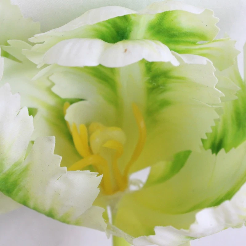 Juego de 4 grandes tulipanes loros falsos verdes y blancos de 24 pulgadas flores artificiales Foto 4 de 4