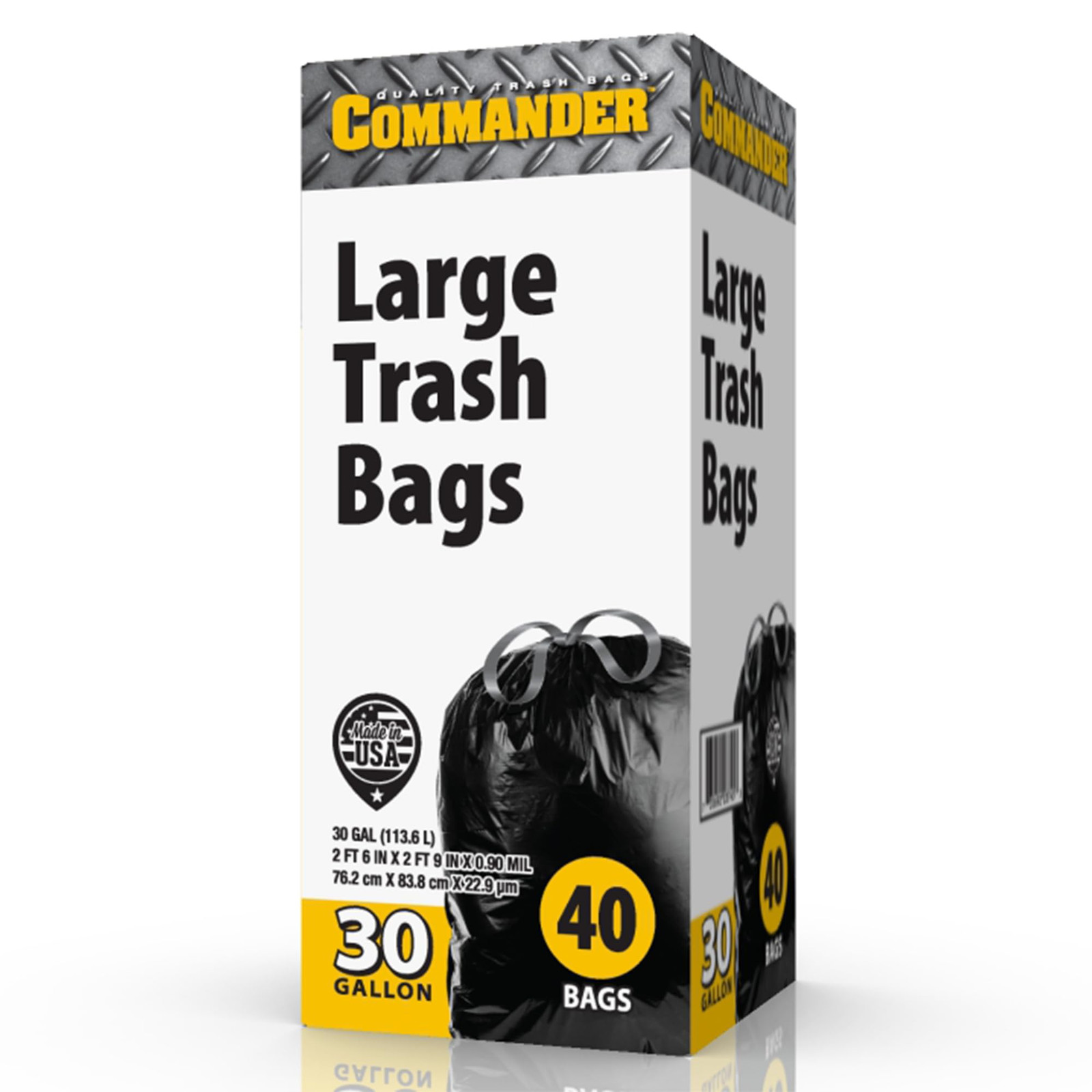 30 Gallon 0.9 MIL Black Large Trash Bags - 30