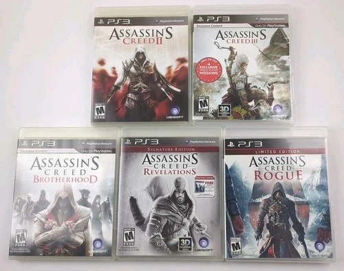 Assassin's Creed 2 + 3 + Brotherhood + Rogue + Revelations PS3 Bundle Lot CIB