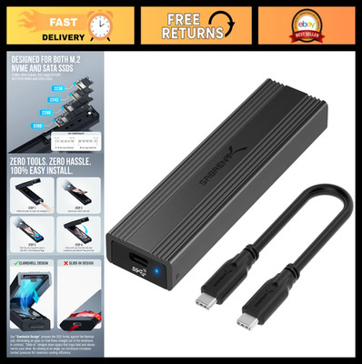 USB 3.2 Type-C Tool-Free Enclosure for M.2 PCIe NVMe & SATA SSDs - Fast Storage