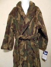 Joe Boxer Camouflage Boys Plush Fleece Wrap Robe Gray Olive XS/4-5 NWT
