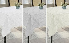 Large Tablecloth Round Rectangular Grey White Cream Polyester Fabric Easy Care
