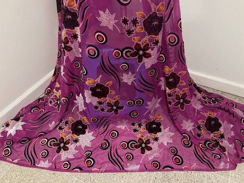 Pink Chiffon With Multicolor Metallic Burnout Velvet Fabric 50” Width 1 Yard - Picture 5 of 7
