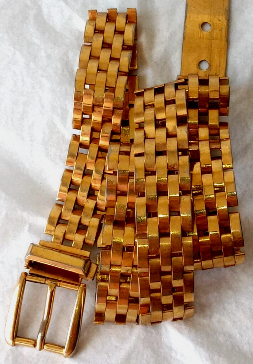 CEINTURE MAILLON CHAÎNE MÉTAL PLAQUÉ OR ANNÉES 1980 GUCCI ITALIE