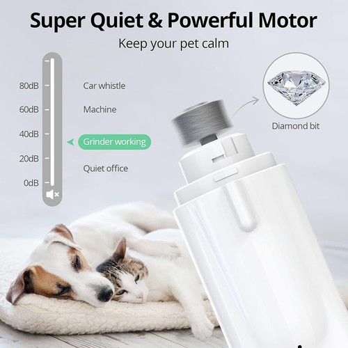 Electric Dog Nail Grinder Pet Trimmer USB Charge with nail Clipper Professional - Picture 12 of 19