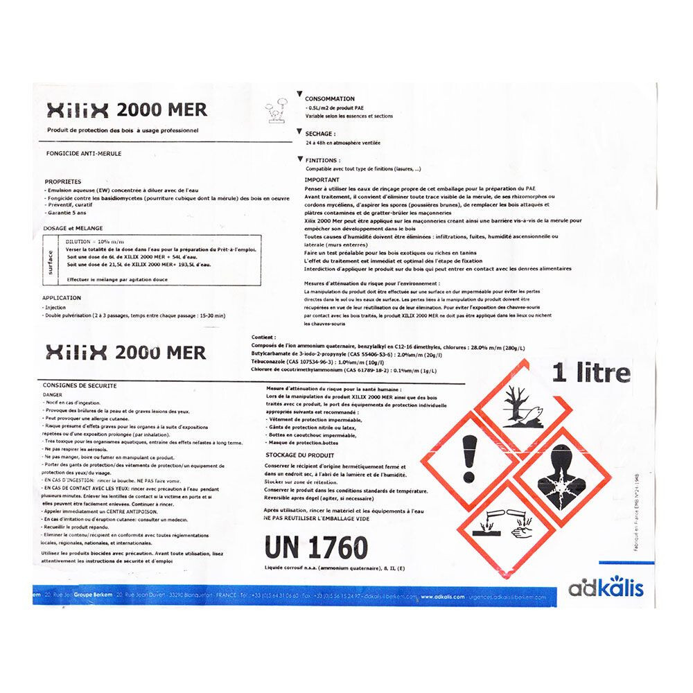 Traitement anti-mérule fongicide ultra pénétrant pour bois pur 1L