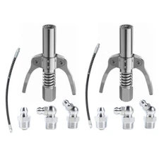 2*Grease Gun Coupler High Pressure Quielck Rease Lock Nozzles w/Hose For 1/8"NPT