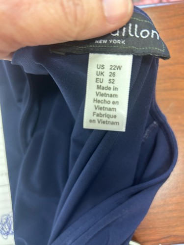 Vestido midi tejido envolvente sintético Genevieve azul marino talla 22 Julie Dillon nuevo con etiquetas - Imagen 9 de 10