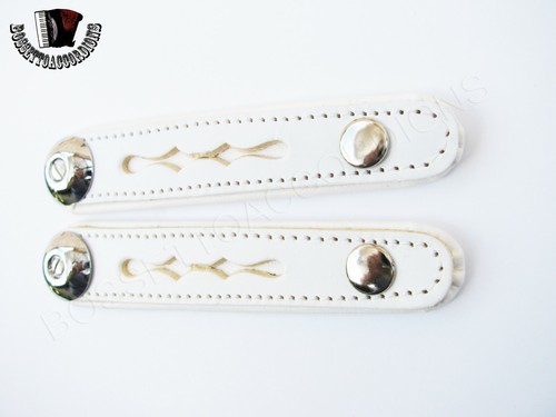 Accordion Bellow Straps White Pair w/Hardware Balghalter, Balgriemen - Picture 3 of 15