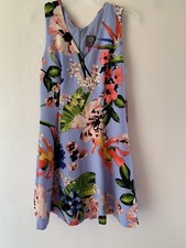 Vince Camuto Dress Womens 8 Fit & Flare Navy Blue Floral Fully Lined Sleeveless